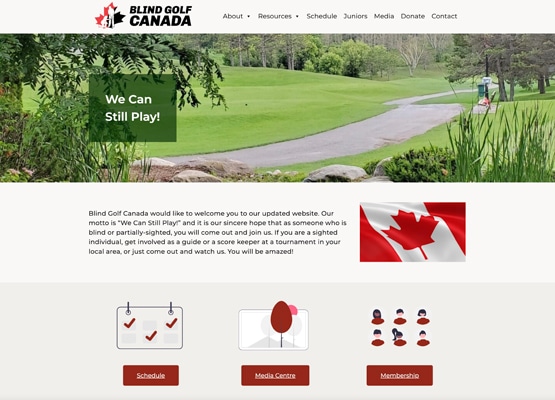 Blind Golf Canada website
