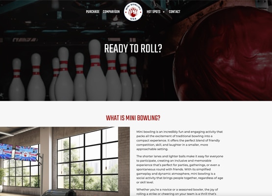 Mini Bowling USA website